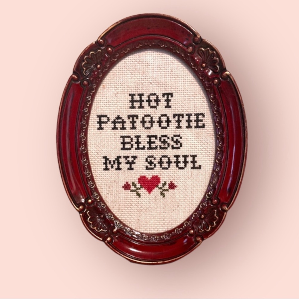 Hot Patootie Bless My Soul Cross Stitched Hangable Art Rocky Horror Picture Show